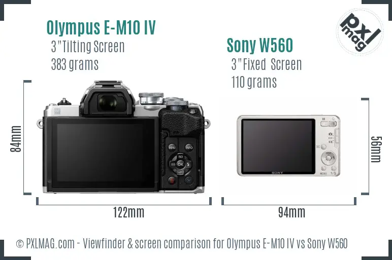 Olympus E-M10 IV vs Sony W560 Screen and Viewfinder comparison