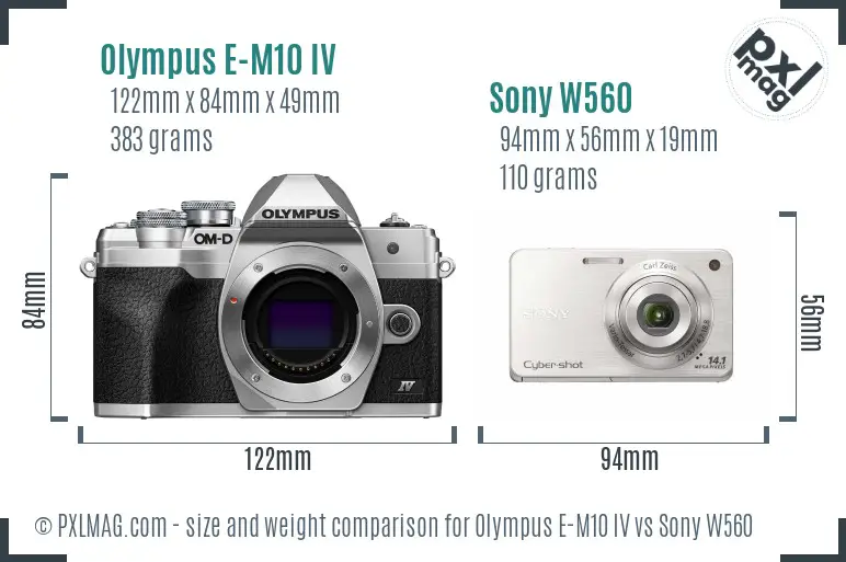 Olympus E-M10 IV vs Sony W560 size comparison