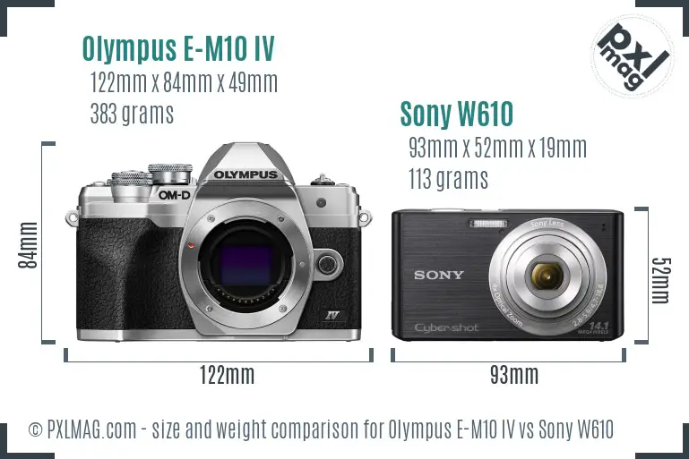 Olympus E-M10 IV vs Sony W610 size comparison