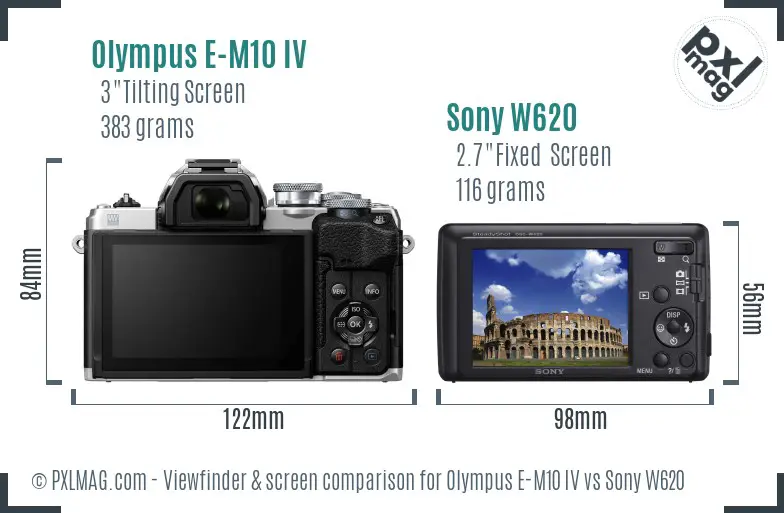 Olympus E-M10 IV vs Sony W620 Screen and Viewfinder comparison