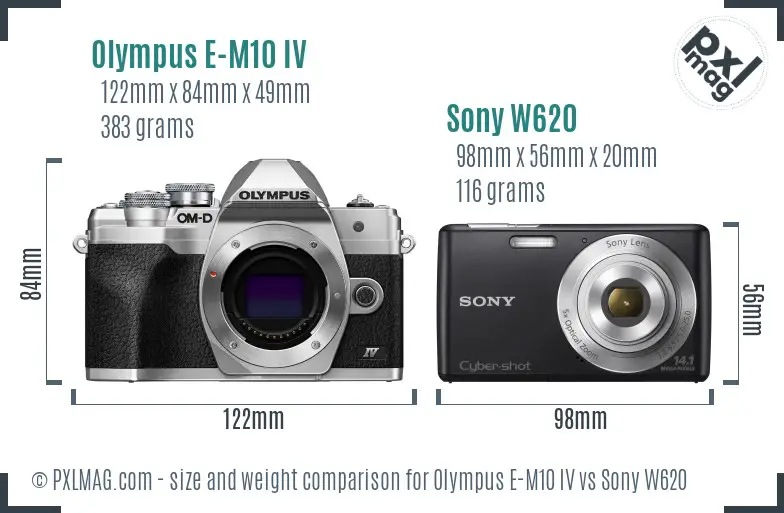 Olympus E-M10 IV vs Sony W620 size comparison