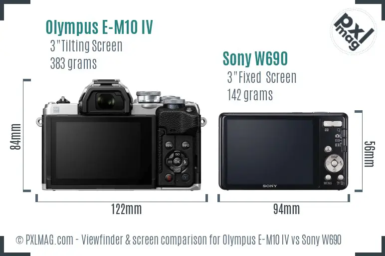 Olympus E-M10 IV vs Sony W690 Screen and Viewfinder comparison