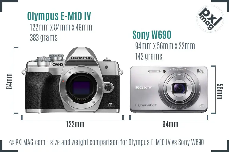 Olympus E-M10 IV vs Sony W690 size comparison