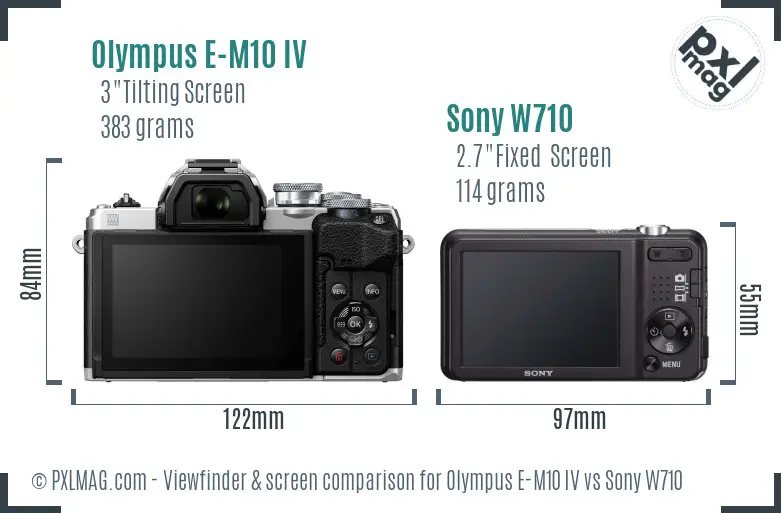 Olympus E-M10 IV vs Sony W710 Screen and Viewfinder comparison