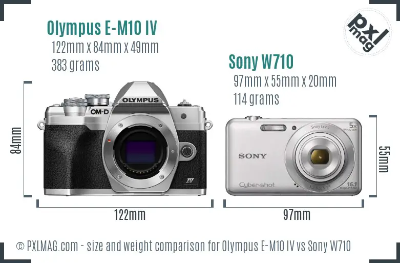 Olympus E-M10 IV vs Sony W710 size comparison