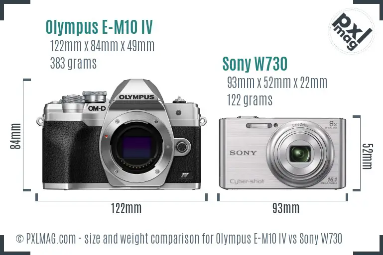 Olympus E-M10 IV vs Sony W730 size comparison