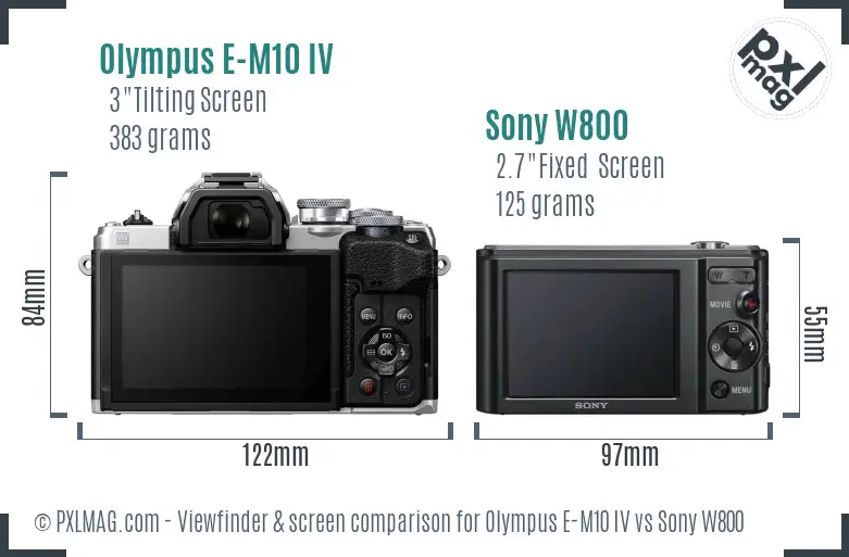 Olympus E-M10 IV vs Sony W800 Screen and Viewfinder comparison