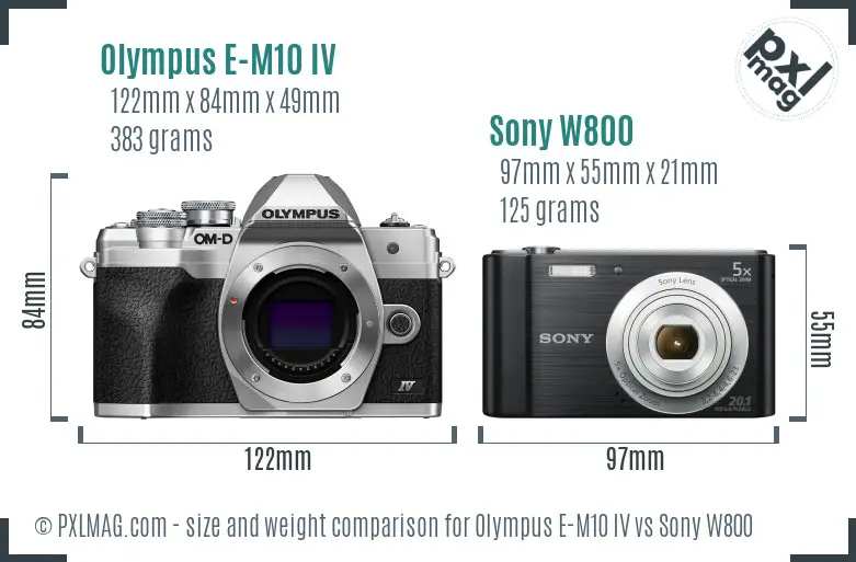 Olympus E-M10 IV vs Sony W800 size comparison