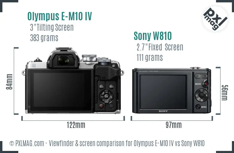 Olympus E-M10 IV vs Sony W810 Screen and Viewfinder comparison