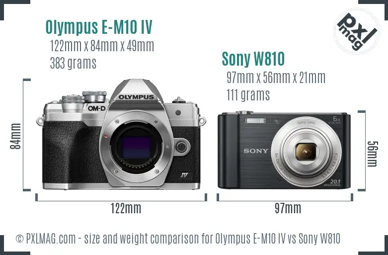 Olympus E-M10 IV vs Sony W810 size comparison