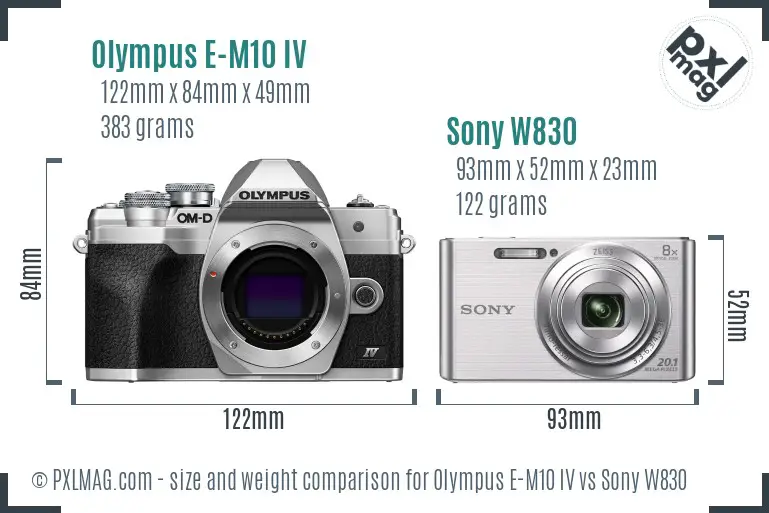 Olympus E-M10 IV vs Sony W830 size comparison