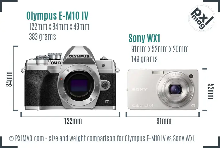 Olympus E-M10 IV vs Sony WX1 size comparison