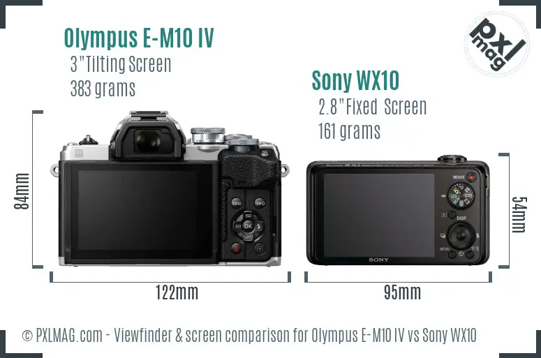 Olympus E-M10 IV vs Sony WX10 Screen and Viewfinder comparison