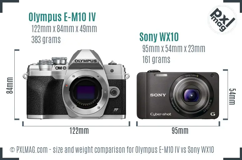 Olympus E-M10 IV vs Sony WX10 size comparison