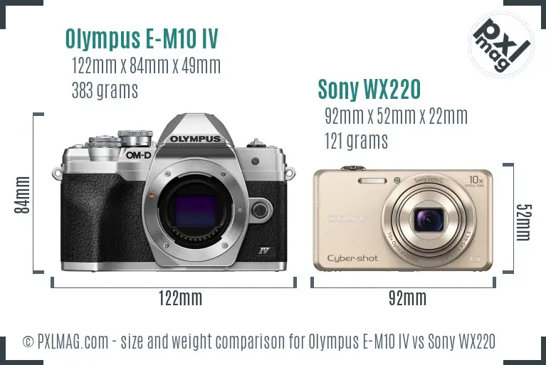 Olympus E-M10 IV vs Sony WX220 size comparison