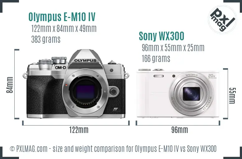 Olympus E-M10 IV vs Sony WX300 size comparison