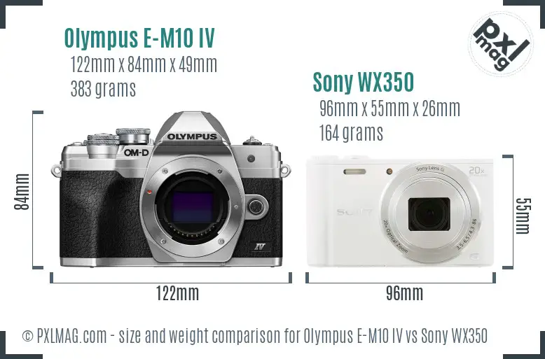 Olympus E-M10 IV vs Sony WX350 size comparison