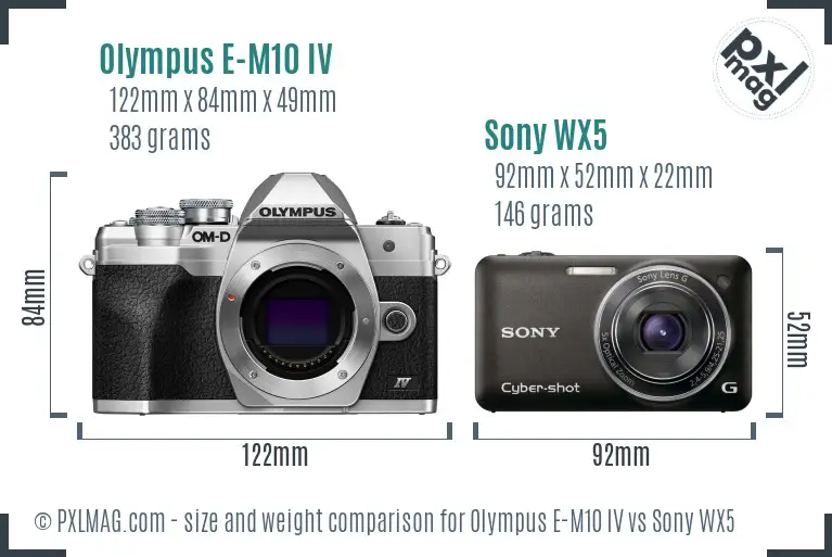 Olympus E-M10 IV vs Sony WX5 size comparison