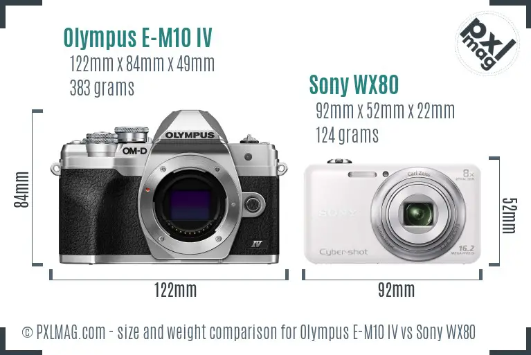 Olympus E-M10 IV vs Sony WX80 size comparison