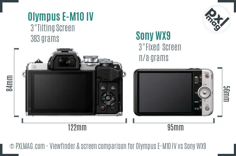 Olympus E-M10 IV vs Sony WX9 Screen and Viewfinder comparison