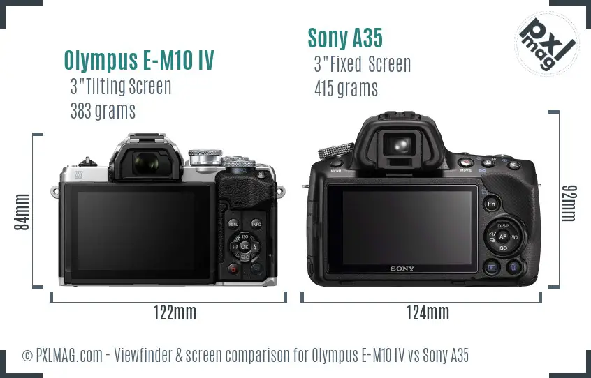 Olympus E-M10 IV vs Sony A35 Screen and Viewfinder comparison