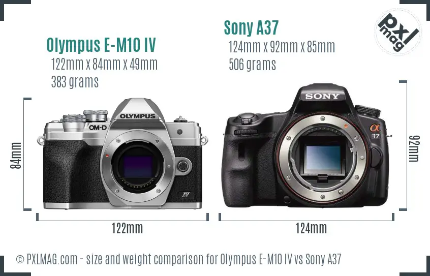 Olympus E-M10 IV vs Sony A37 size comparison