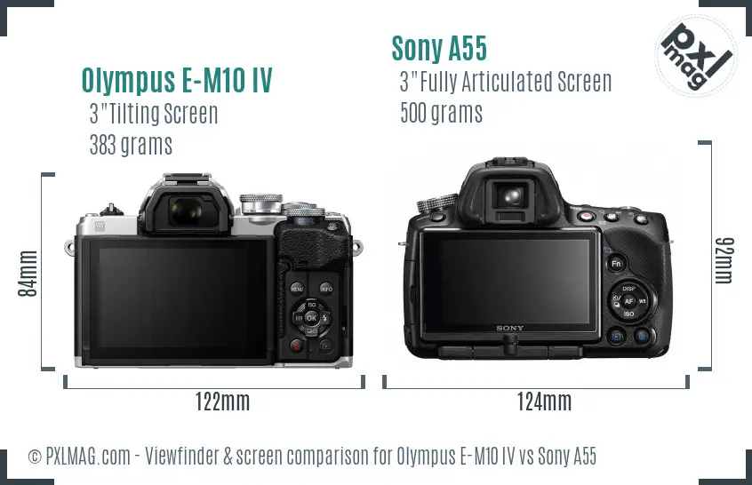Olympus E-M10 IV vs Sony A55 Screen and Viewfinder comparison Olympus E-M10 IV vs Sony A55 Screen and Viewfinder comparison