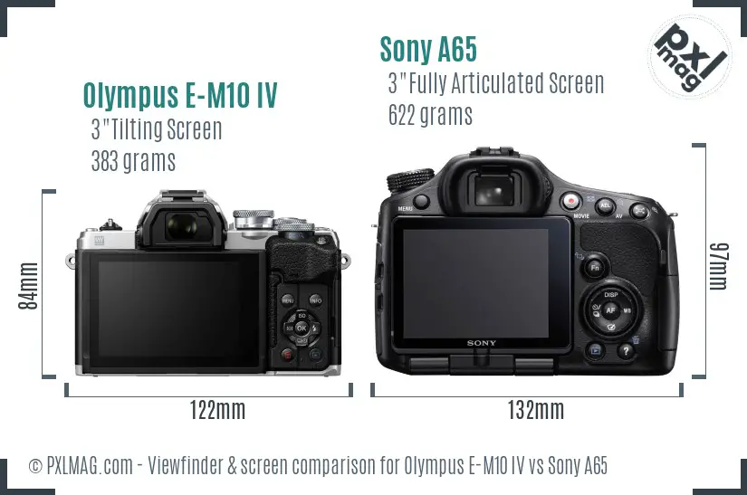 Olympus E-M10 IV vs Sony A65 Screen and Viewfinder comparison