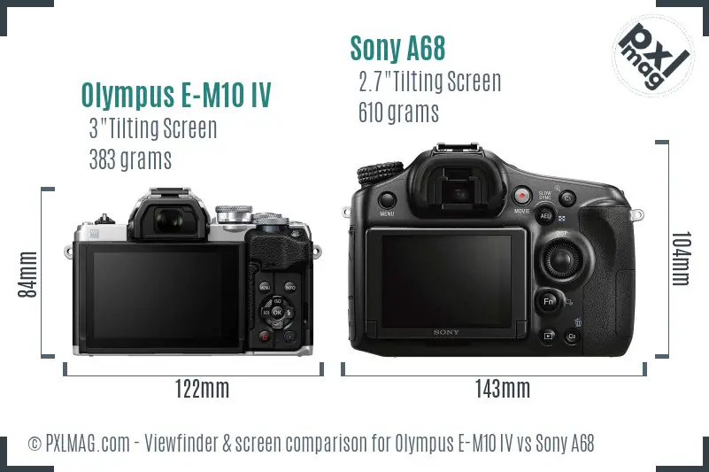 Olympus E-M10 IV vs Sony A68 Screen and Viewfinder comparison