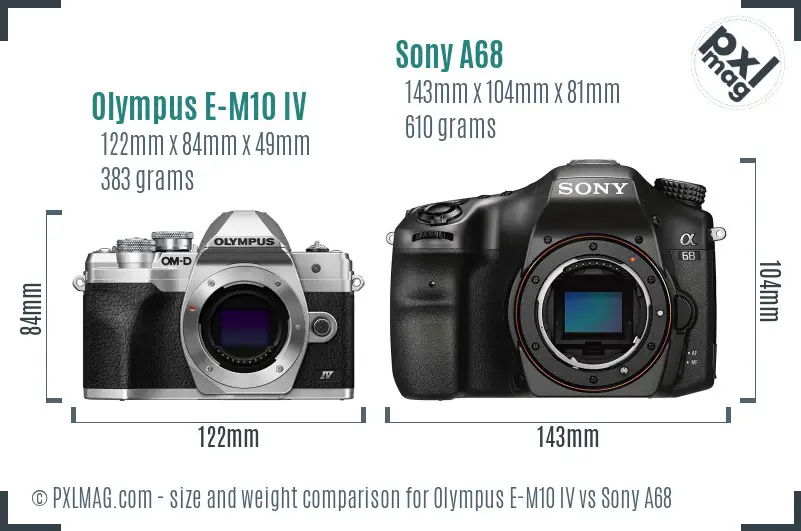 Olympus E-M10 IV vs Sony A68 size comparison