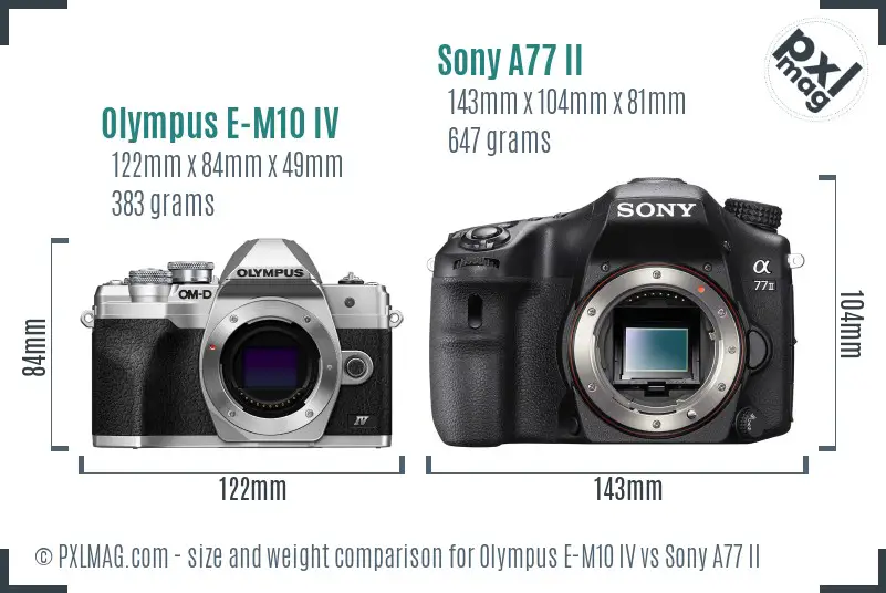 Olympus E-M10 IV vs Sony A77 II size comparison Olympus E-M10 IV vs Sony A77 II size comparison