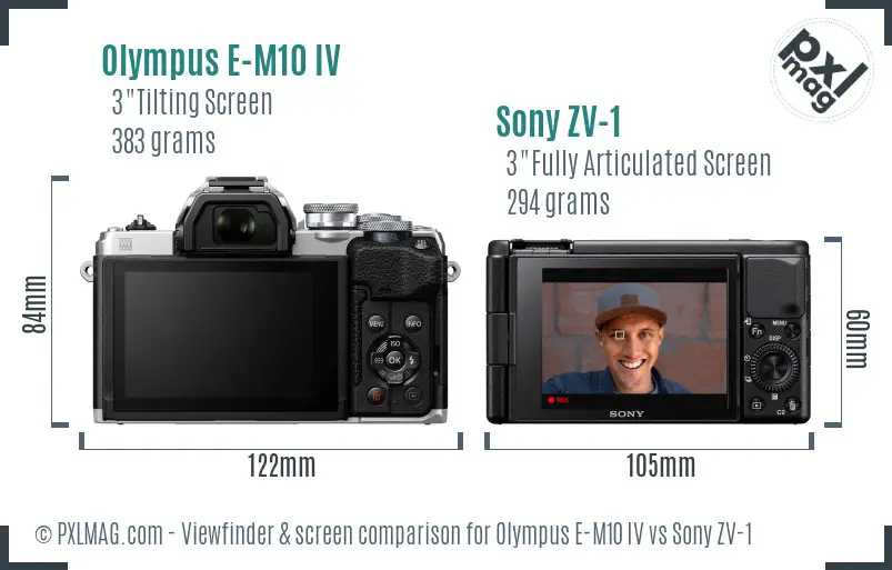 Olympus E-M10 IV vs Sony ZV-1 Screen and Viewfinder comparison