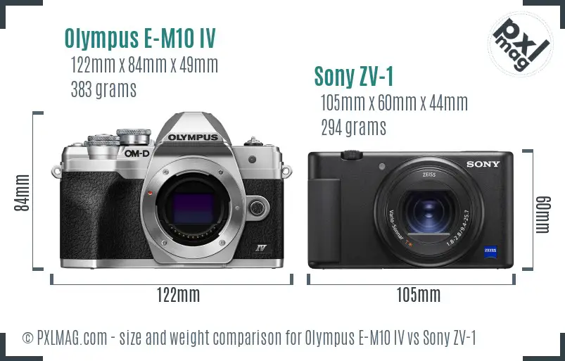 Olympus E-M10 IV vs Sony ZV-1 size comparison