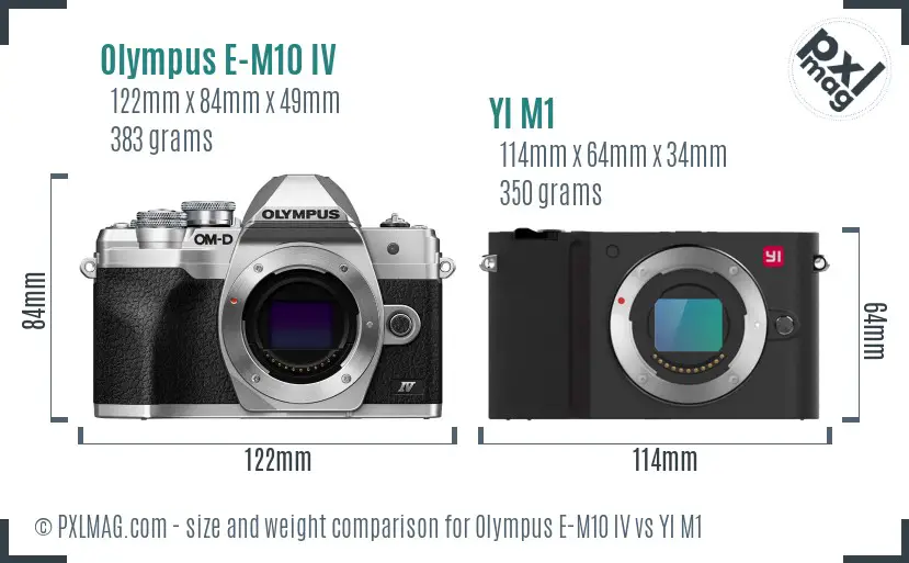 Olympus E-M10 IV vs YI M1 size comparison