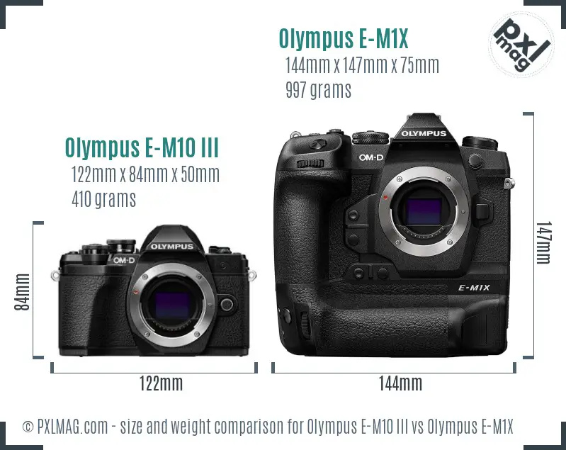 Olympus E-M10 III vs Olympus E-M1X size comparison