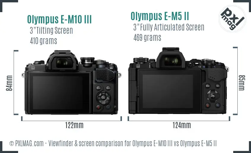 Olympus E-M10 III vs Olympus E-M5 II Screen and Viewfinder comparison