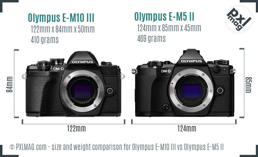 Olympus E-M10 III vs Olympus E-M5 II size comparison