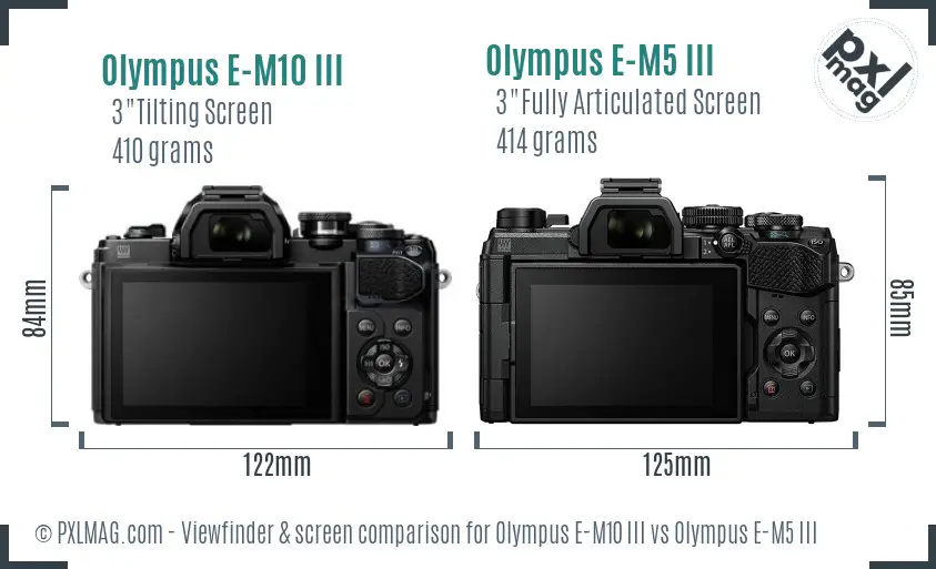 Olympus E-M10 III vs Olympus E-M5 III Screen and Viewfinder comparison