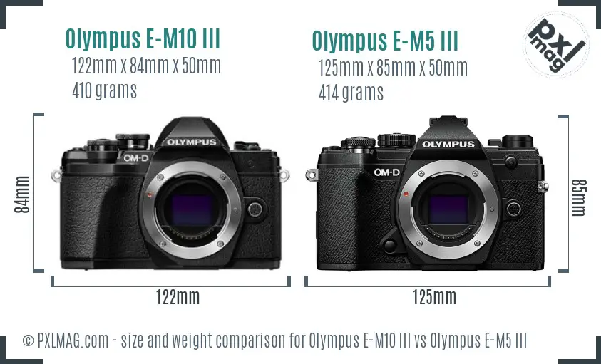 Olympus E-M10 III vs Olympus E-M5 III size comparison