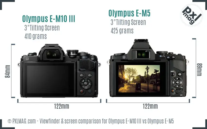 Olympus E-M10 III vs Olympus E-M5 Screen and Viewfinder comparison