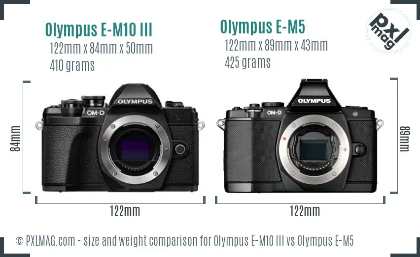 Olympus E-M10 III vs Olympus E-M5 size comparison