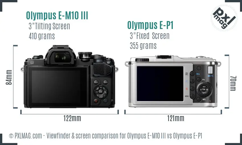 Olympus E-M10 III vs Olympus E-P1 Screen and Viewfinder comparison