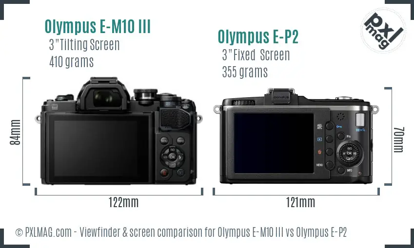 Olympus E-M10 III vs Olympus E-P2 Screen and Viewfinder comparison
