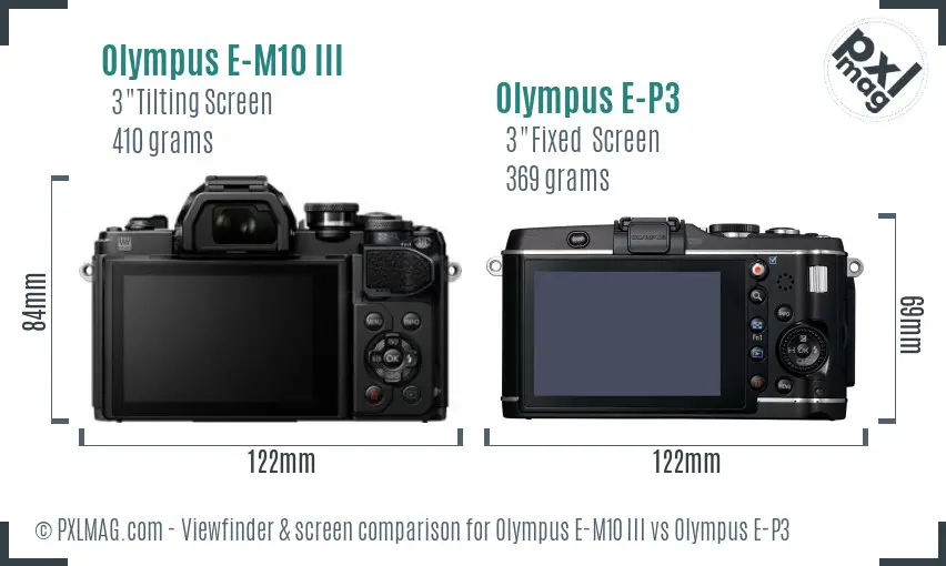 Olympus E-M10 III vs Olympus E-P3 Screen and Viewfinder comparison