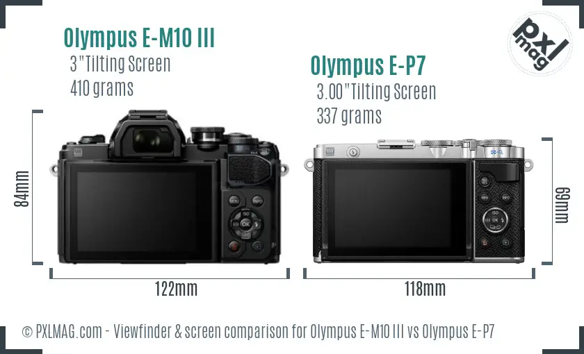 Olympus E-M10 III vs Olympus E-P7 Screen and Viewfinder comparison