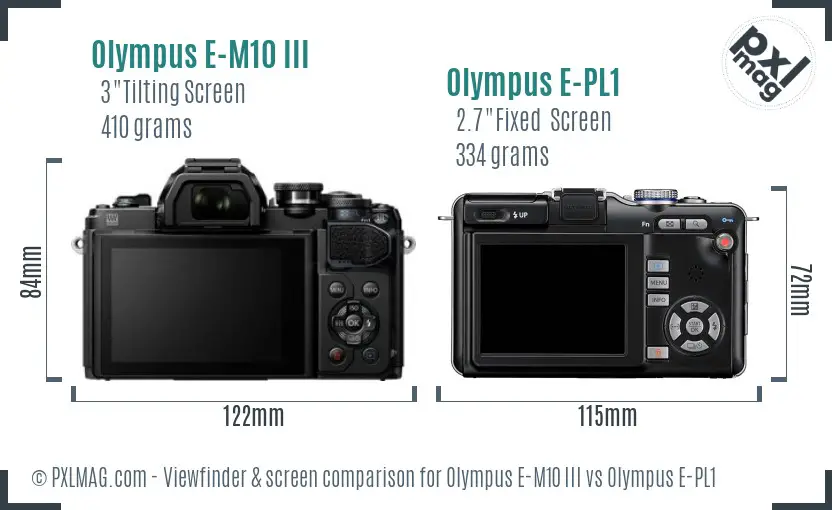 Olympus E-M10 III vs Olympus E-PL1 Screen and Viewfinder comparison