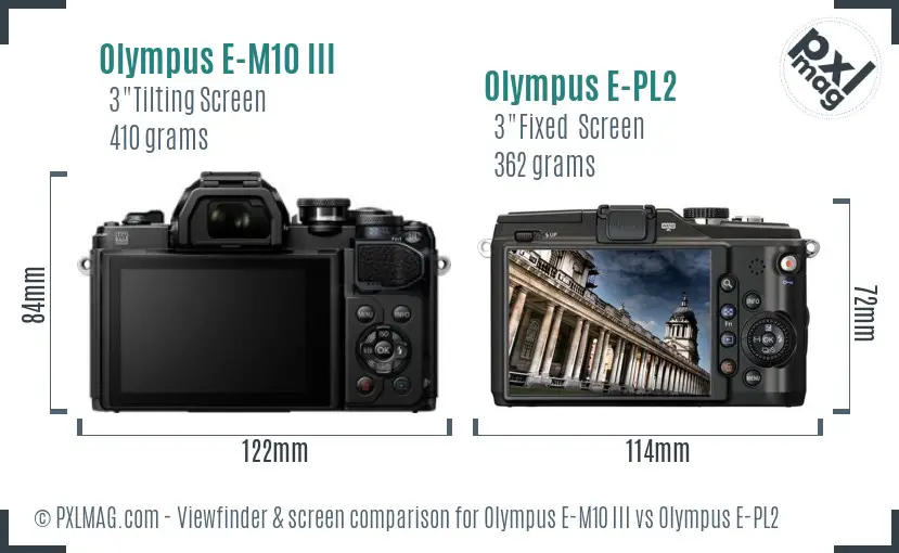 Olympus E-M10 III vs Olympus E-PL2 Screen and Viewfinder comparison