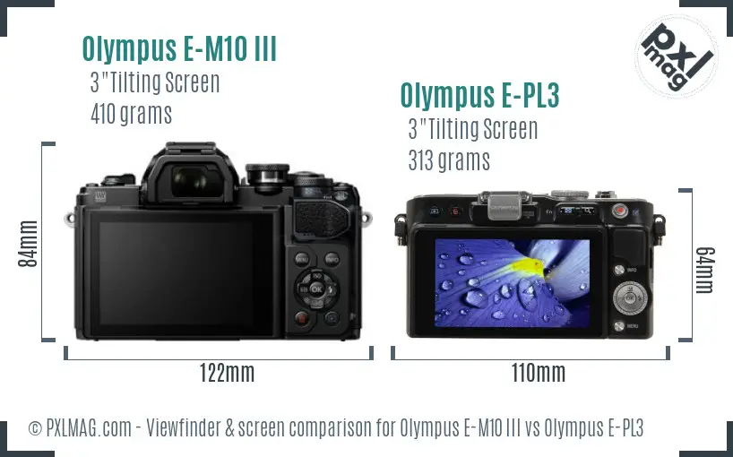 Olympus E-M10 III vs Olympus E-PL3 Screen and Viewfinder comparison
