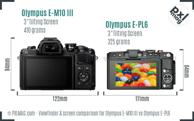 Olympus E-M10 III vs Olympus E-PL6 Screen and Viewfinder comparison