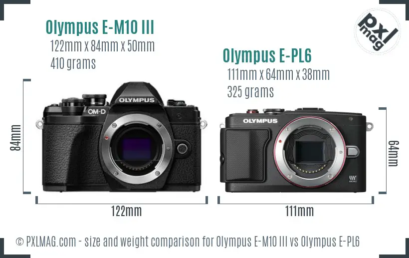 Olympus E-M10 III vs Olympus E-PL6 size comparison